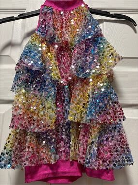Girls' Rainbow Sequin Halter Tank Top